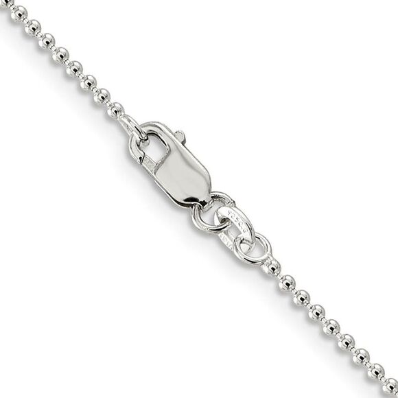 1.5mm Sterling Silver, Solid Beaded Chain Necklace, 22 Inch - Picture 2 of 8